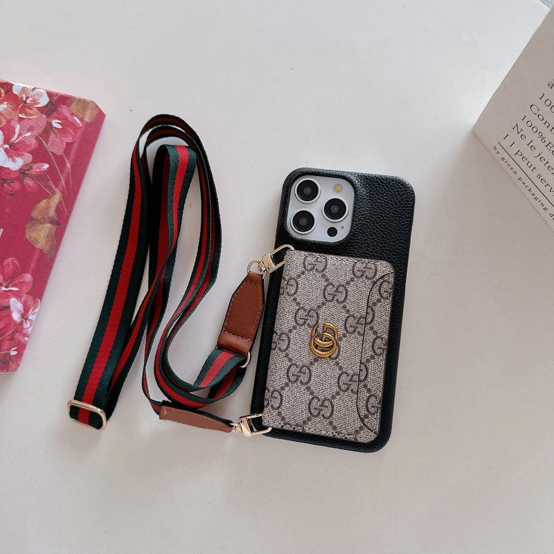 Funda para iPhone clásica con bolso cruzado para tarjetas premium