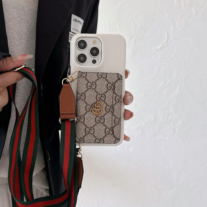 Funda para iPhone clásica con bolso cruzado para tarjetas premium