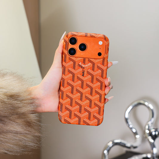 Luxe getextureerd oranje iPhone-hoesje – schokbestendige, stijlvolle beschermhoes