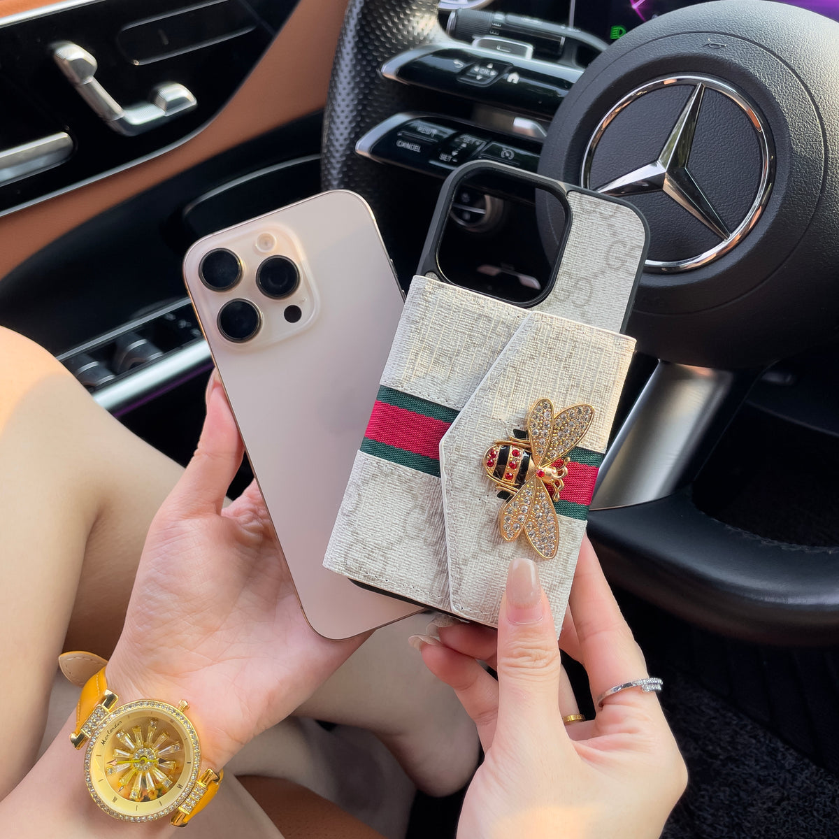 Premium Advanced Crossbody iPhone-deksel med kortholder og skulderstropp