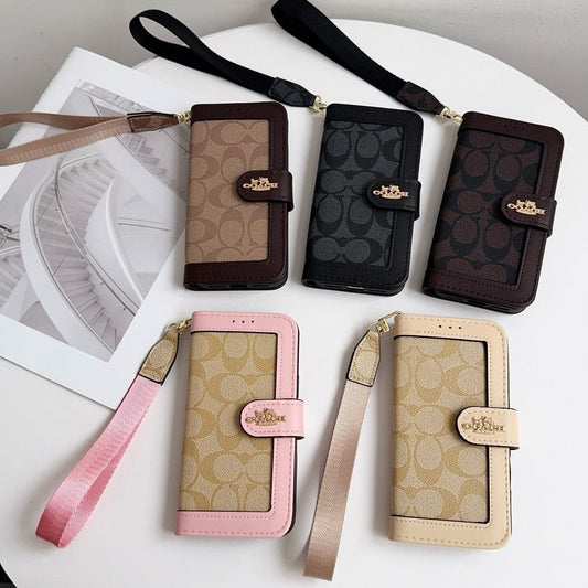 CO Luxury Pattern Wallet iPhone-deksel med kortholder og stropp