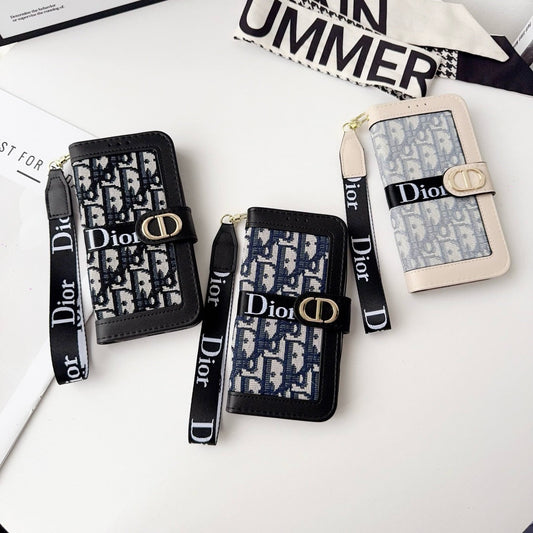Mote Elegant mønster lommebok iPhone-deksel med avtakbar håndleddsstropp