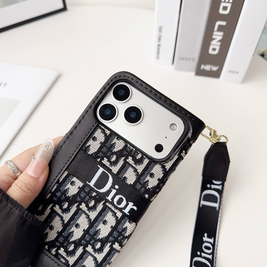 Mode-elegant tegnebogs-iPhone-etui med aftagelig håndledsrem