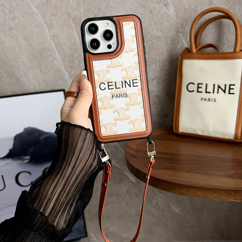 Modische Handhalterung aus Leder für das iPhone 16