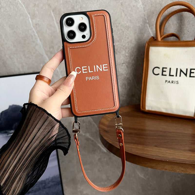 Modische Handhalterung aus Leder für das iPhone 16