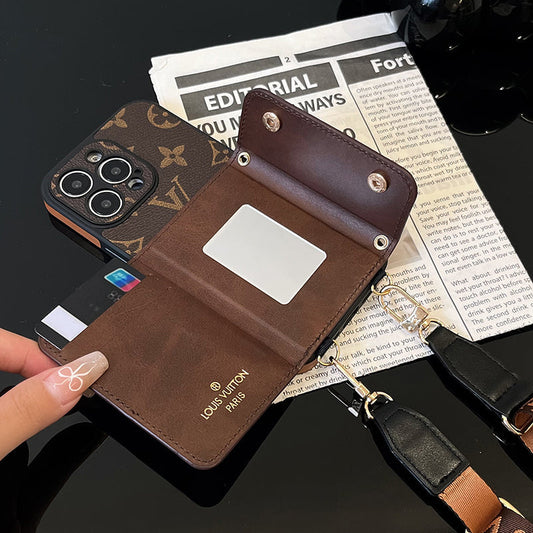 Luksus Card Bag Chain Brown iPhone-deksel