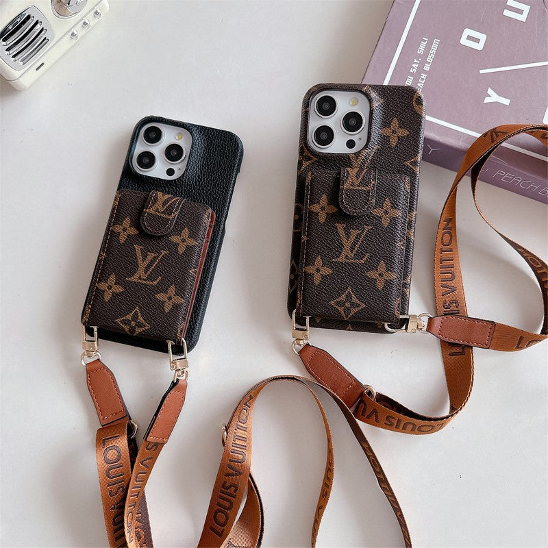 Étui pour iPhone avec chaîne à bandoulière pour sac à cartes de luxe