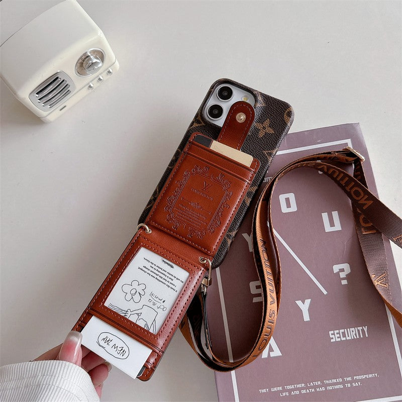 Étui pour iPhone avec chaîne à bandoulière pour sac à cartes de luxe