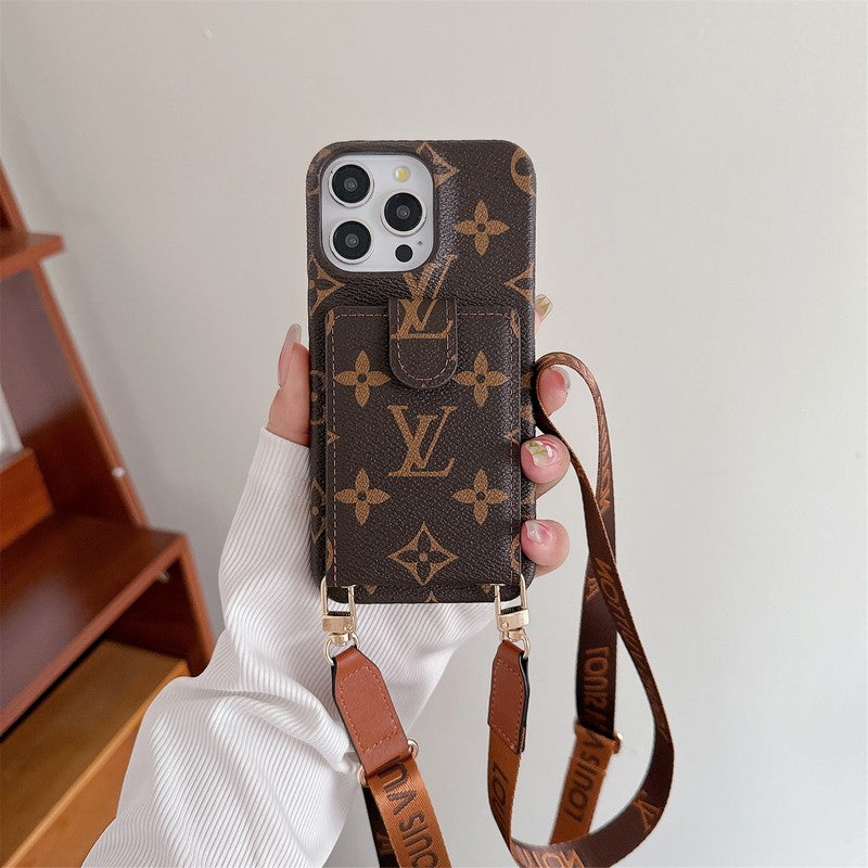Étui pour iPhone avec chaîne à bandoulière pour sac à cartes de luxe