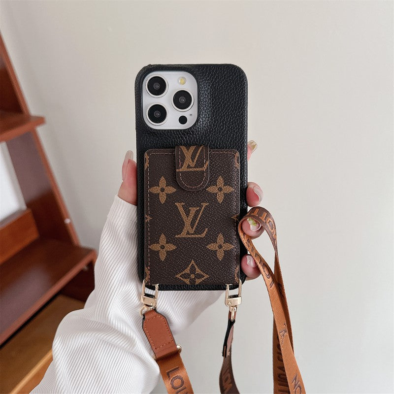 Étui pour iPhone avec chaîne à bandoulière pour sac à cartes de luxe