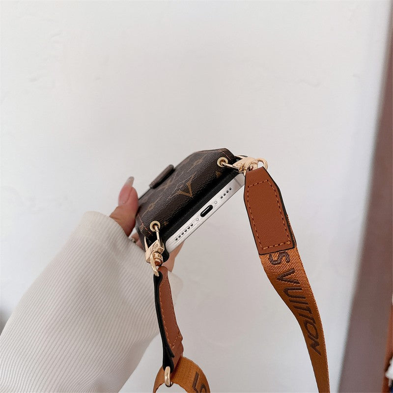 Étui pour iPhone avec chaîne à bandoulière pour sac à cartes de luxe