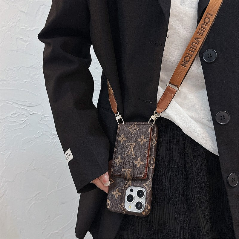 Étui pour iPhone avec chaîne à bandoulière pour sac à cartes de luxe