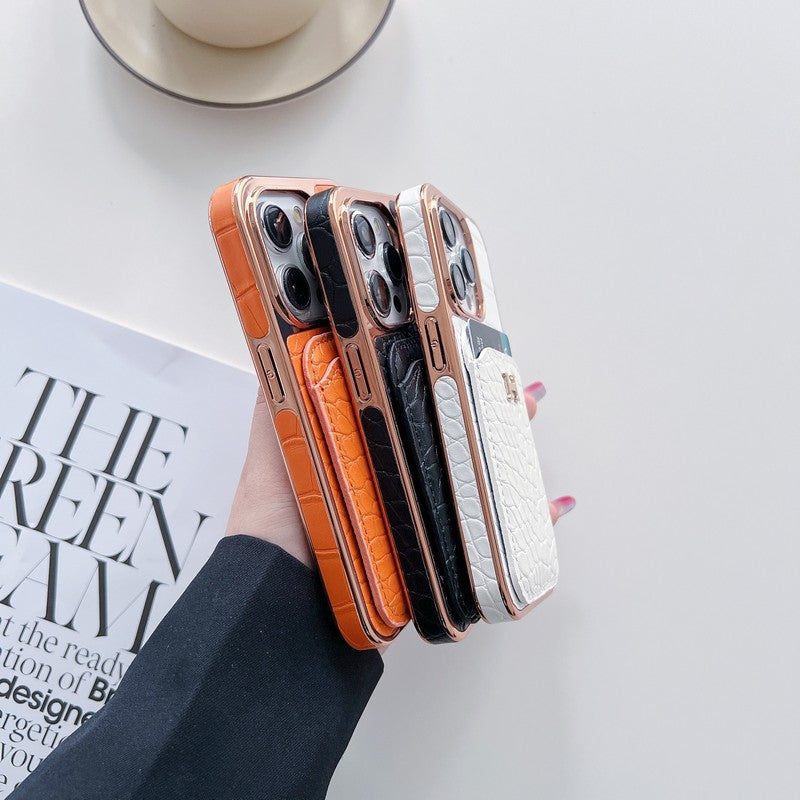 H Rose Gold Cás iPhone Leathar