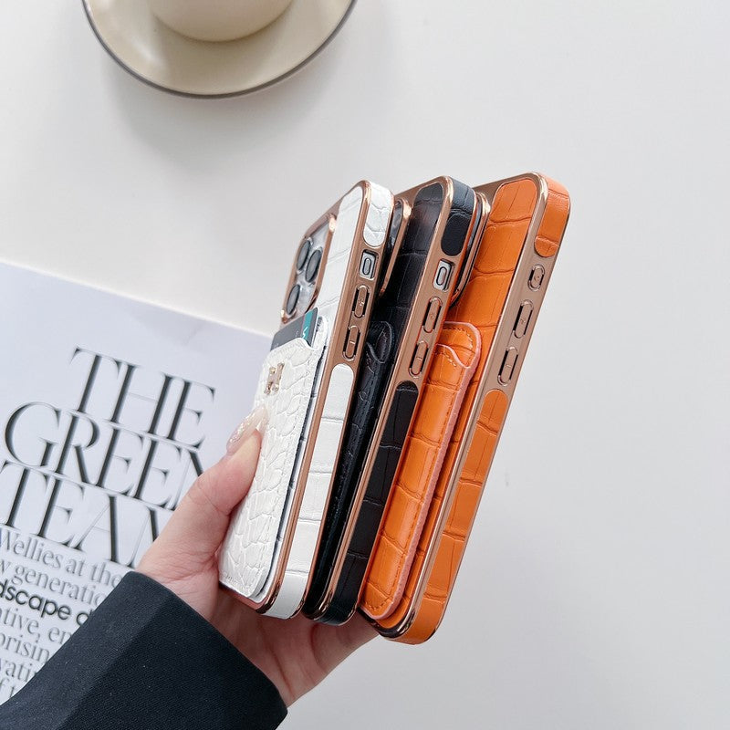 H Rose Gold Cás iPhone Leathar