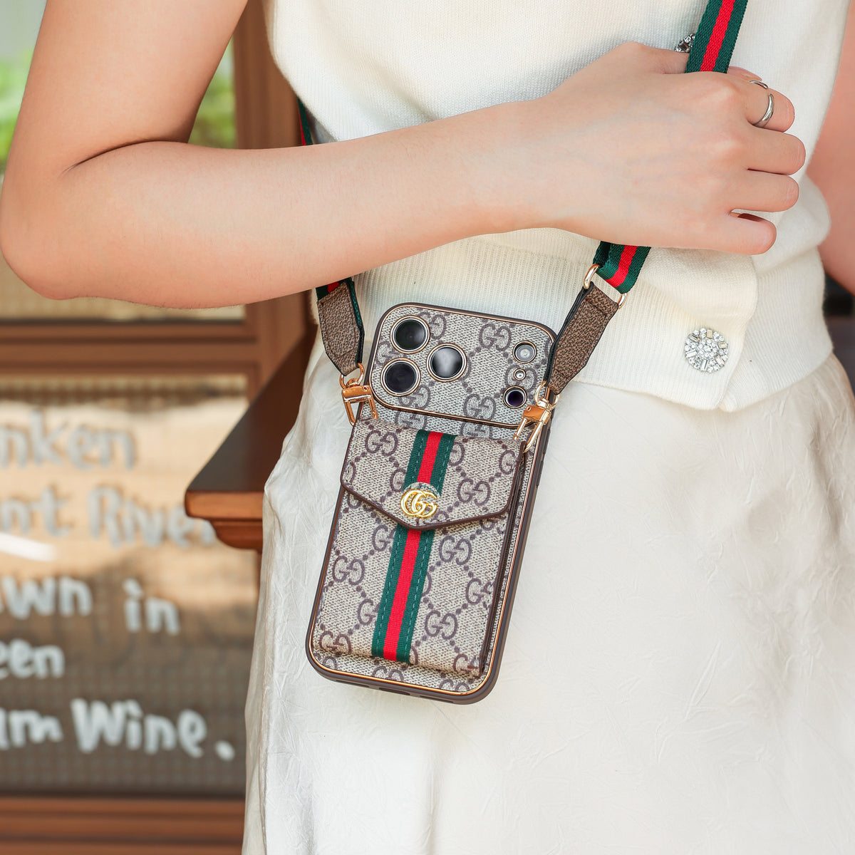Luxury Vintage Pattern iPhone Case | Wallet Card Holder & Crossbody Strap