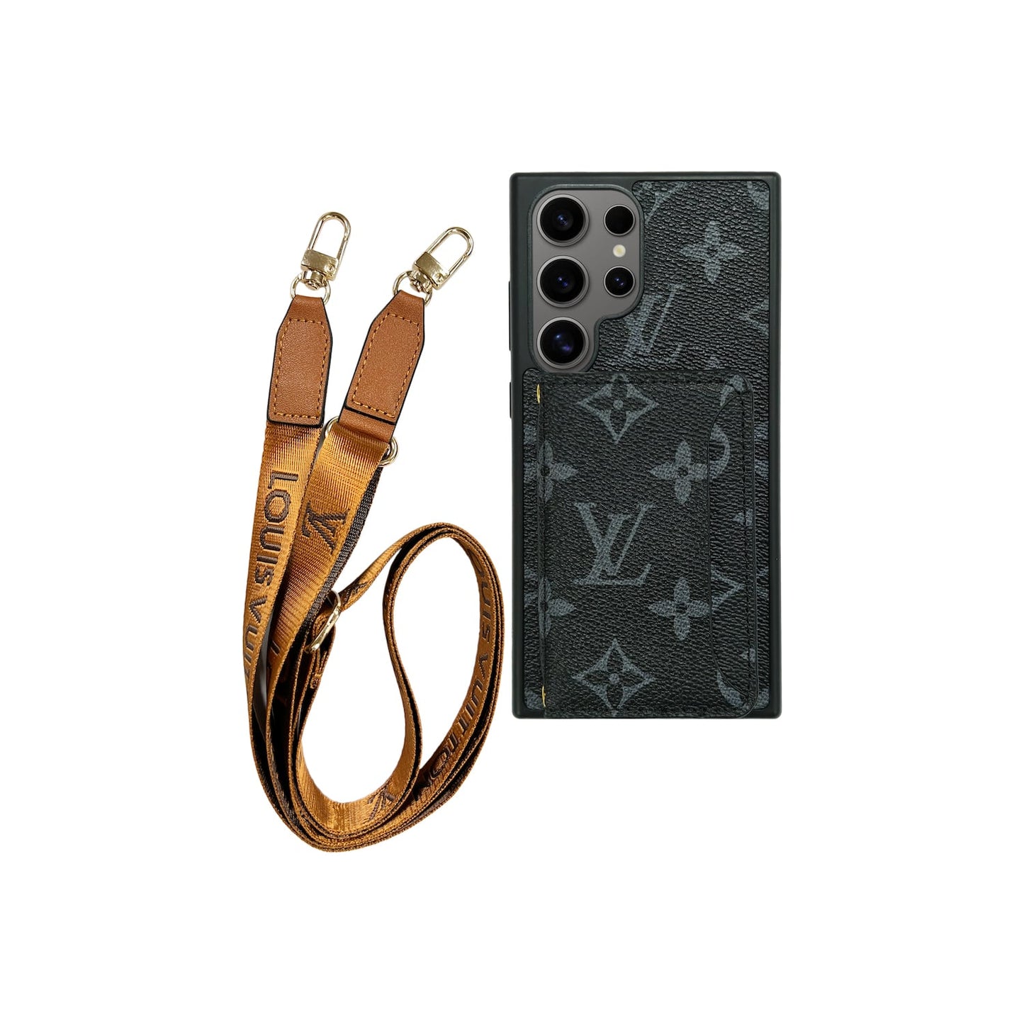 حامل البطاقة × حافظة سوداء تحمل توقيع Lanyard | سامسونج
