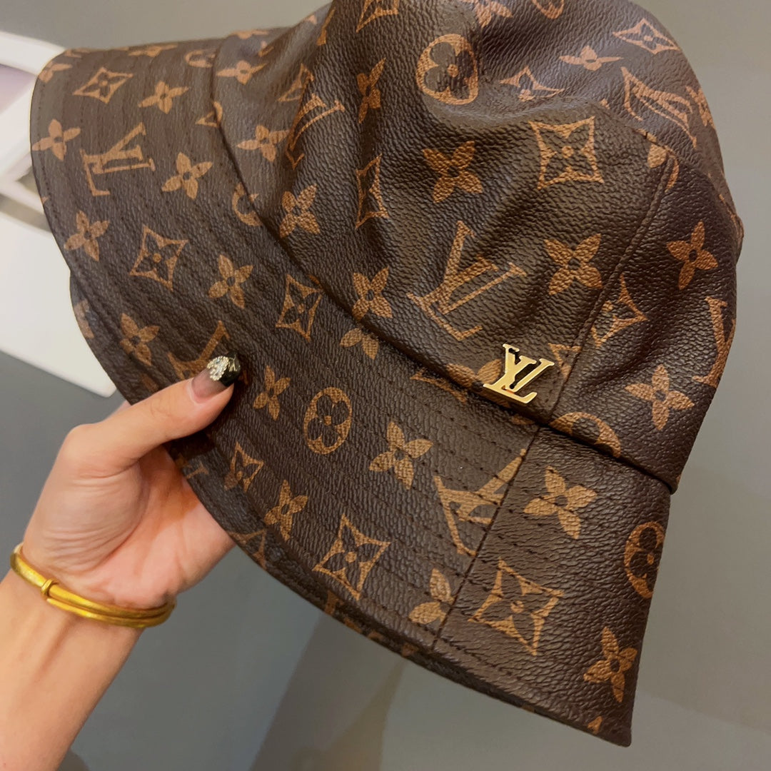Cappello da pescatore in pelle monogramma di lusso | Cappello 1v di design di lusso