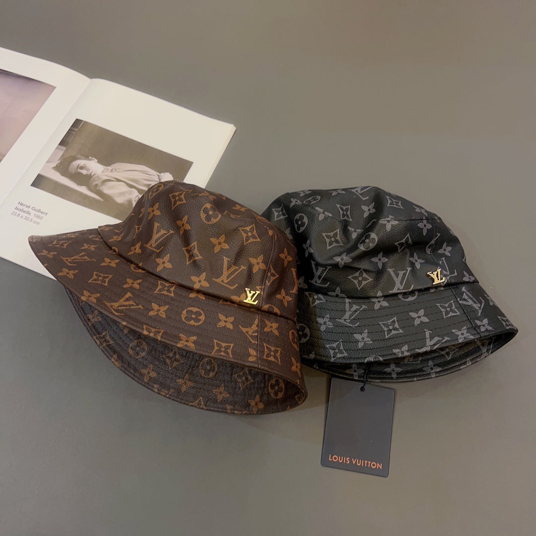 Cappello da pescatore in pelle monogramma di lusso | Cappello 1v di design di lusso