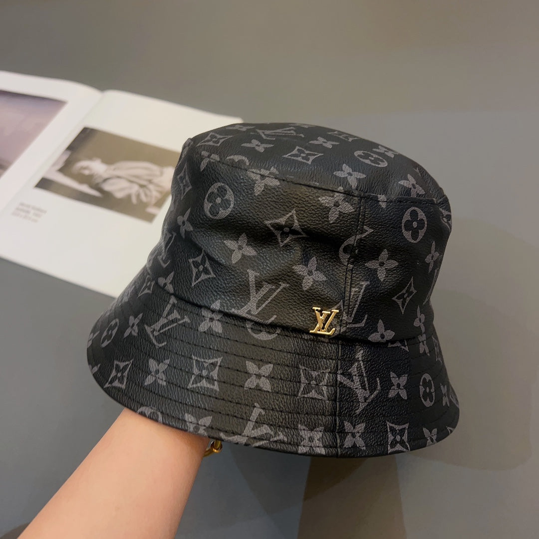 Cappello da pescatore in pelle monogramma di lusso | Cappello 1v di design di lusso