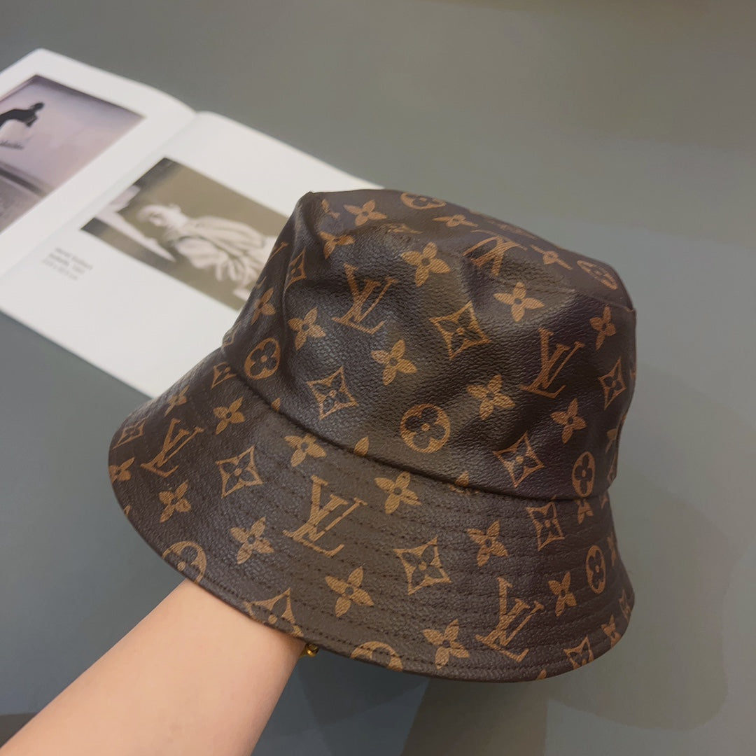 Cappello da pescatore in pelle monogramma di lusso | Cappello 1v di design di lusso