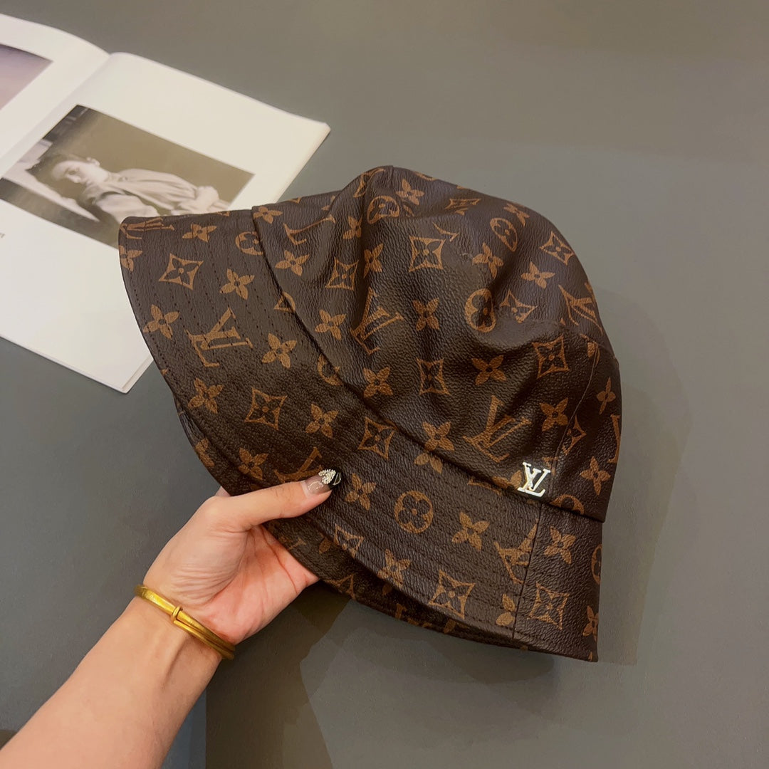 Cappello da pescatore in pelle monogramma di lusso | Cappello 1v di design di lusso