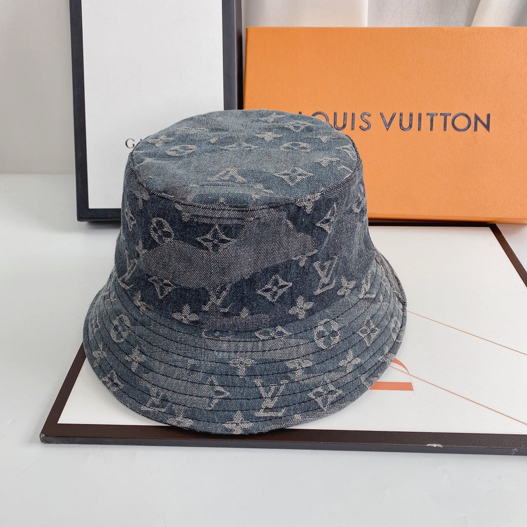 Luksus 1v Monogram Jacquard Denim Bucket Hat til Mænd & Damer