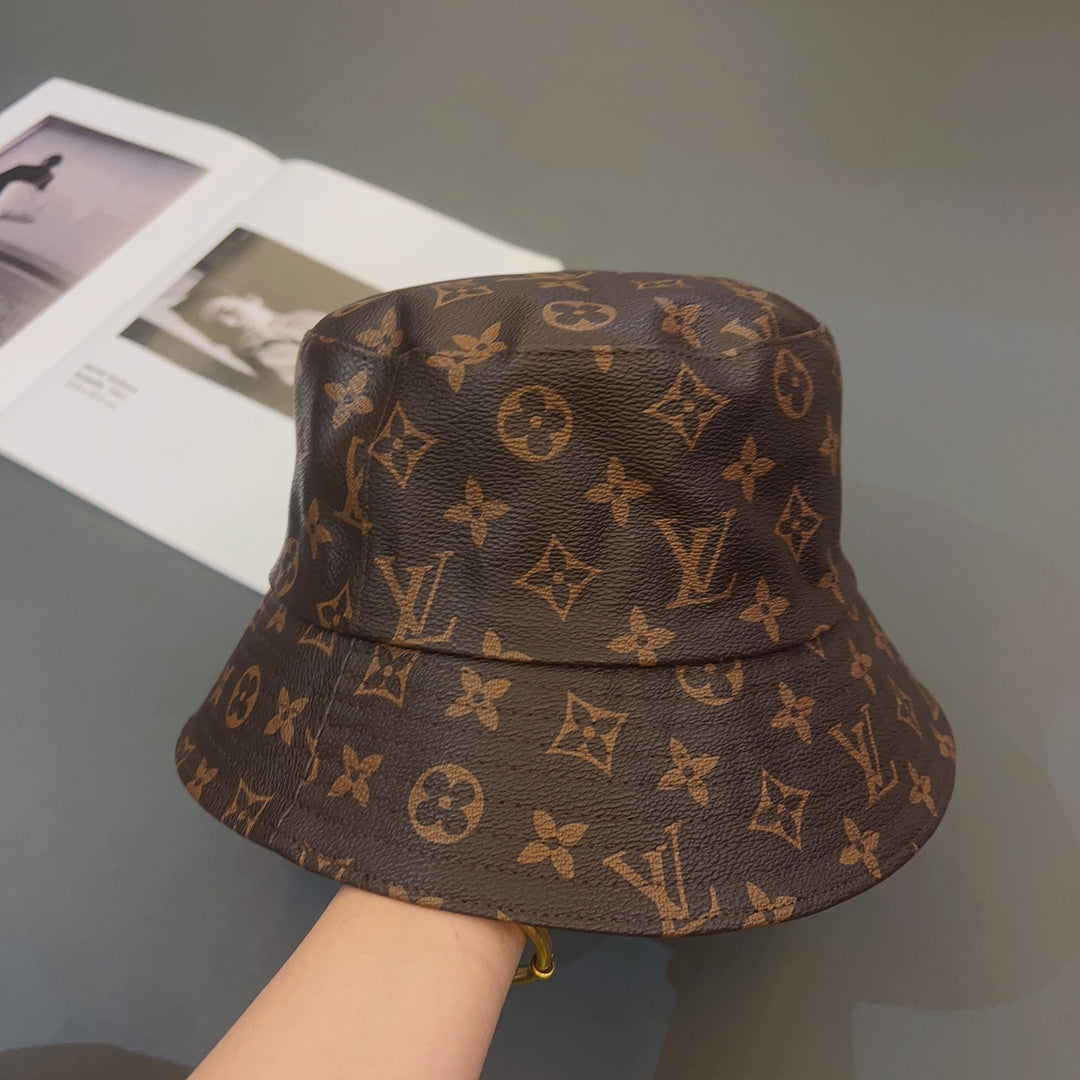 Cappello da pescatore in pelle monogramma di lusso | Cappello 1v di design di lusso