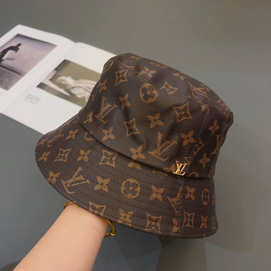 Cappello da pescatore in pelle monogramma di lusso | Cappello 1v di design di lusso
