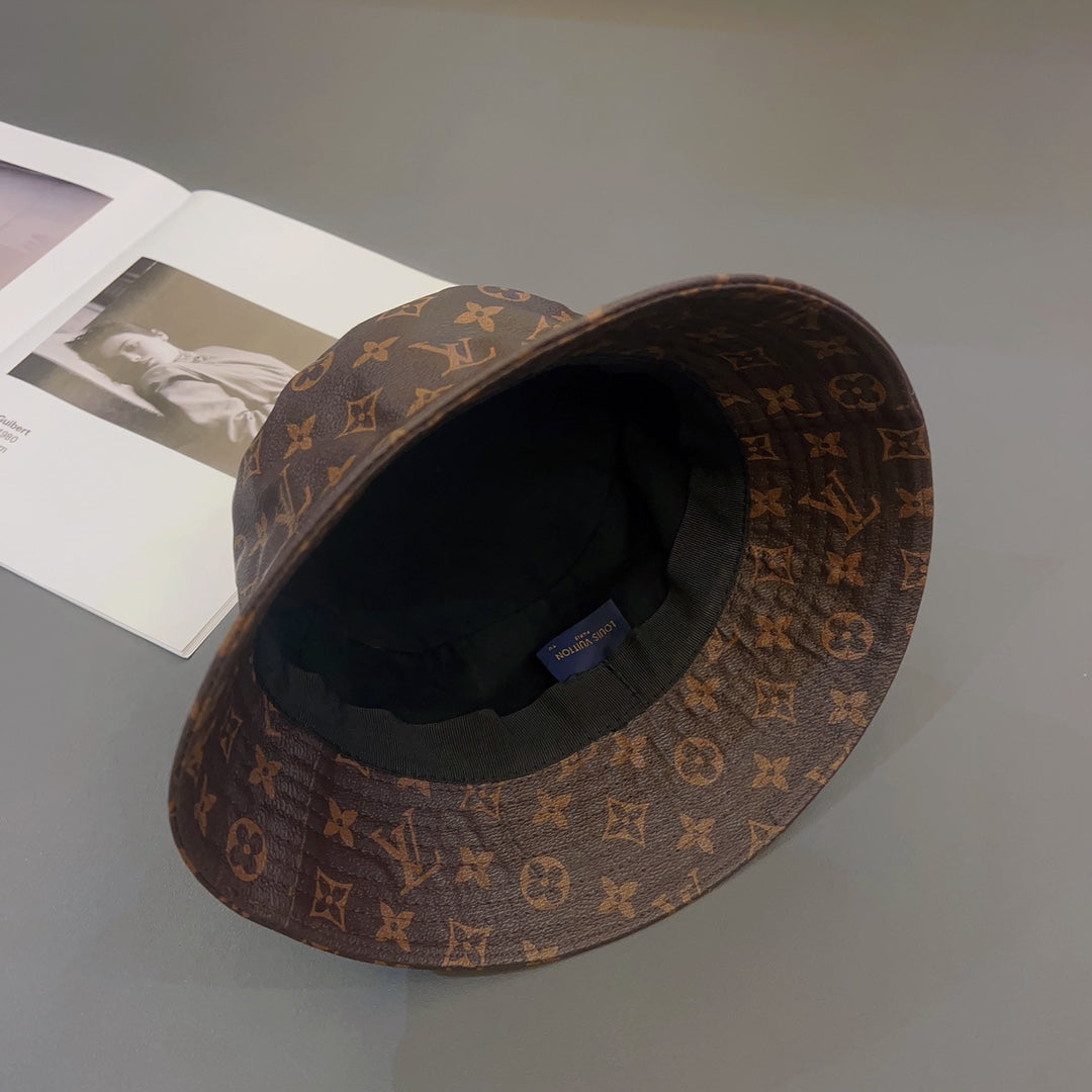 Cappello da pescatore in pelle monogramma di lusso | Cappello 1v di design di lusso