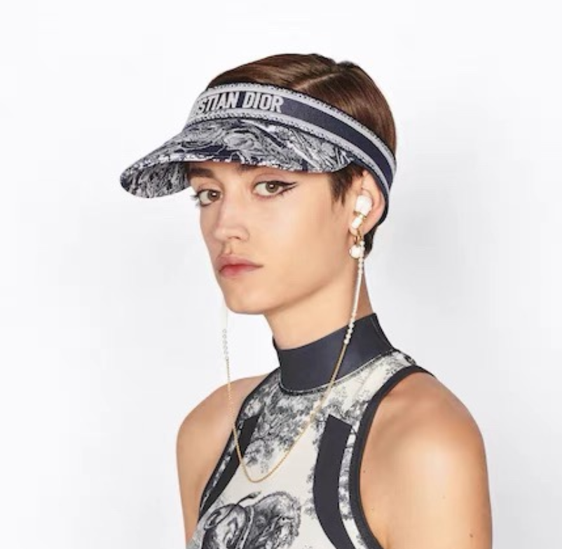 Visiera parasole in cotone ricamato vintage | Cappello con visiera regolabile di design di lusso