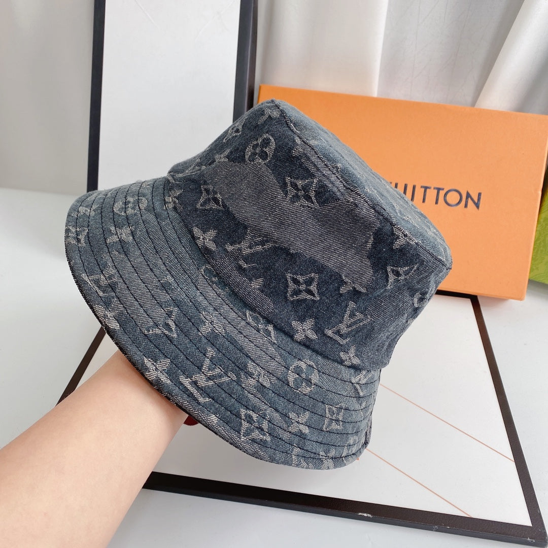 Luksus 1v Monogram Jacquard Denim Bucket Hat til Mænd & Damer