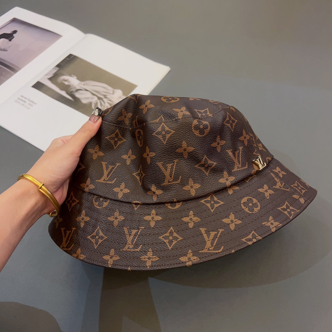 Cappello da pescatore in pelle monogramma di lusso | Cappello 1v di design di lusso