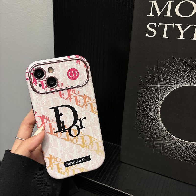 Fashion hvid & brun farve læder iPhone etui