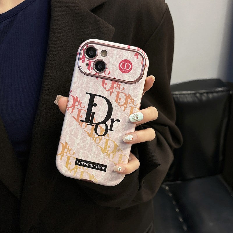 Fashion hvid & brun farve læder iPhone etui