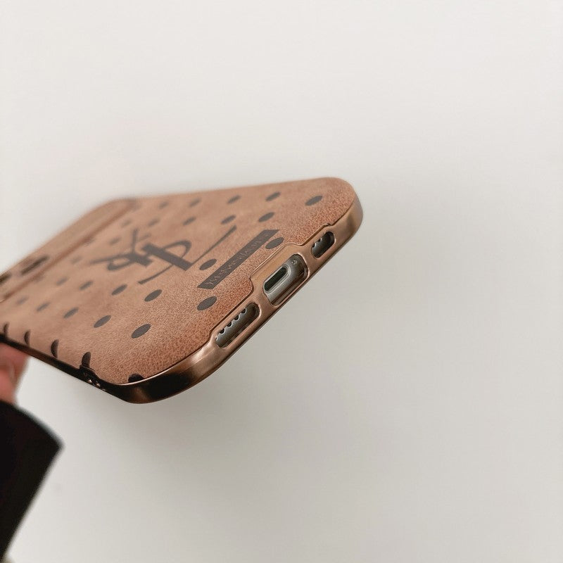 Sint-bruin lederen iPhone-hoesje
