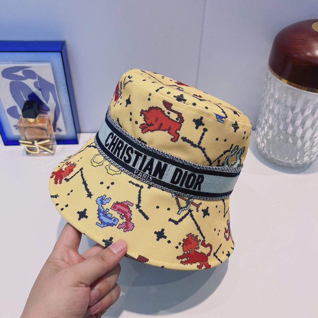 Cappello da pescatore vintage in tessuto obliquo | Cappello da pescatore in cotone di design di lusso