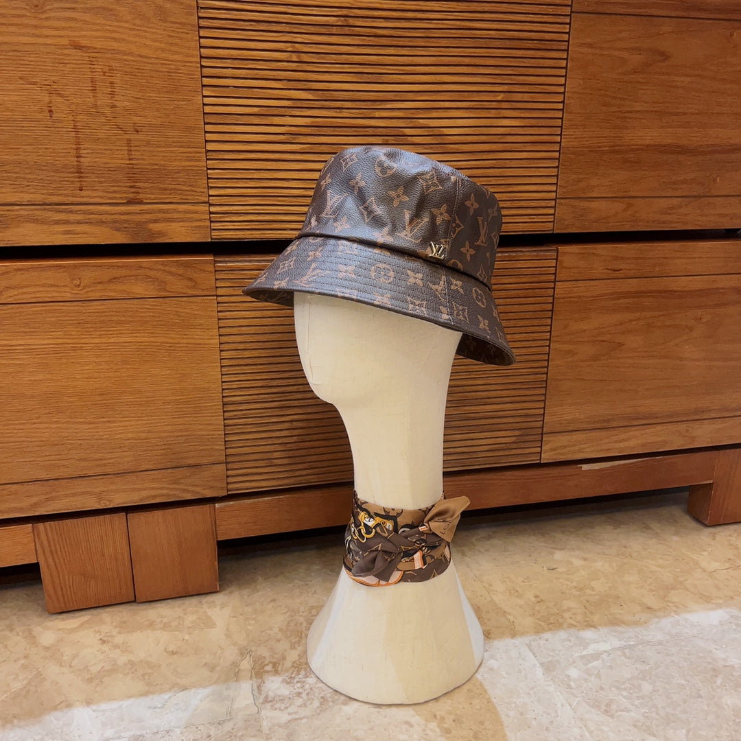 Cappello da pescatore in pelle monogramma di lusso | Cappello 1v di design di lusso