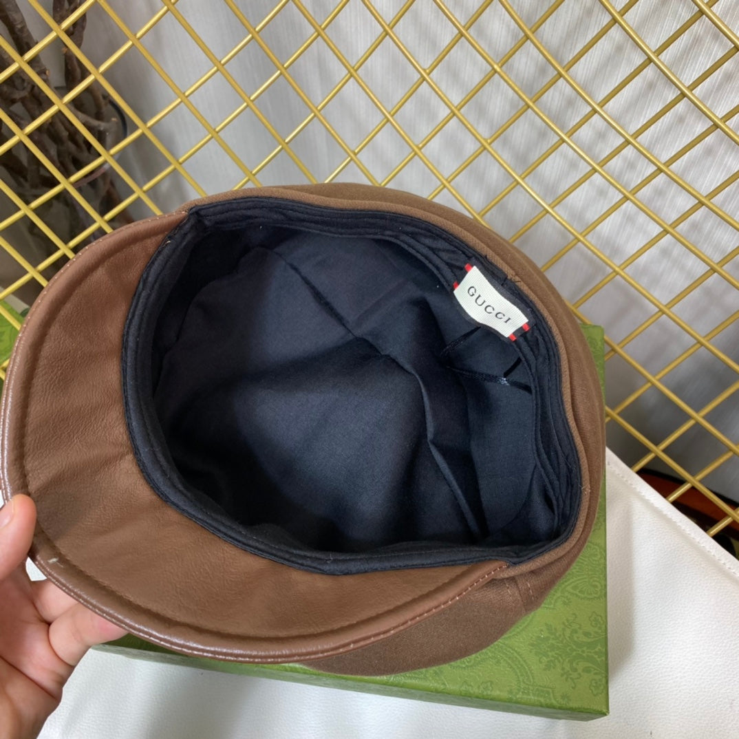 Coppola ottagonale con logo classico in metallo GG | Cappello in cashmere di design di lusso