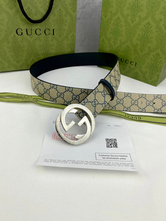 Cinturón GG Classic para hombre con hebilla dorada & Hebilla plateada