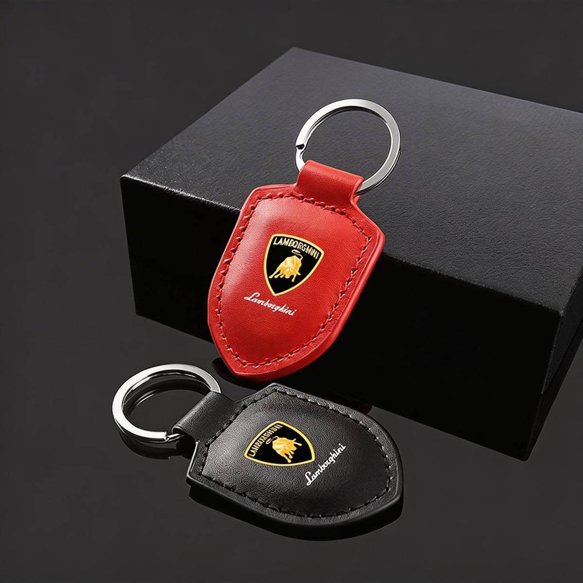 Lamborghini Crest Emblem ægte læder nøglering