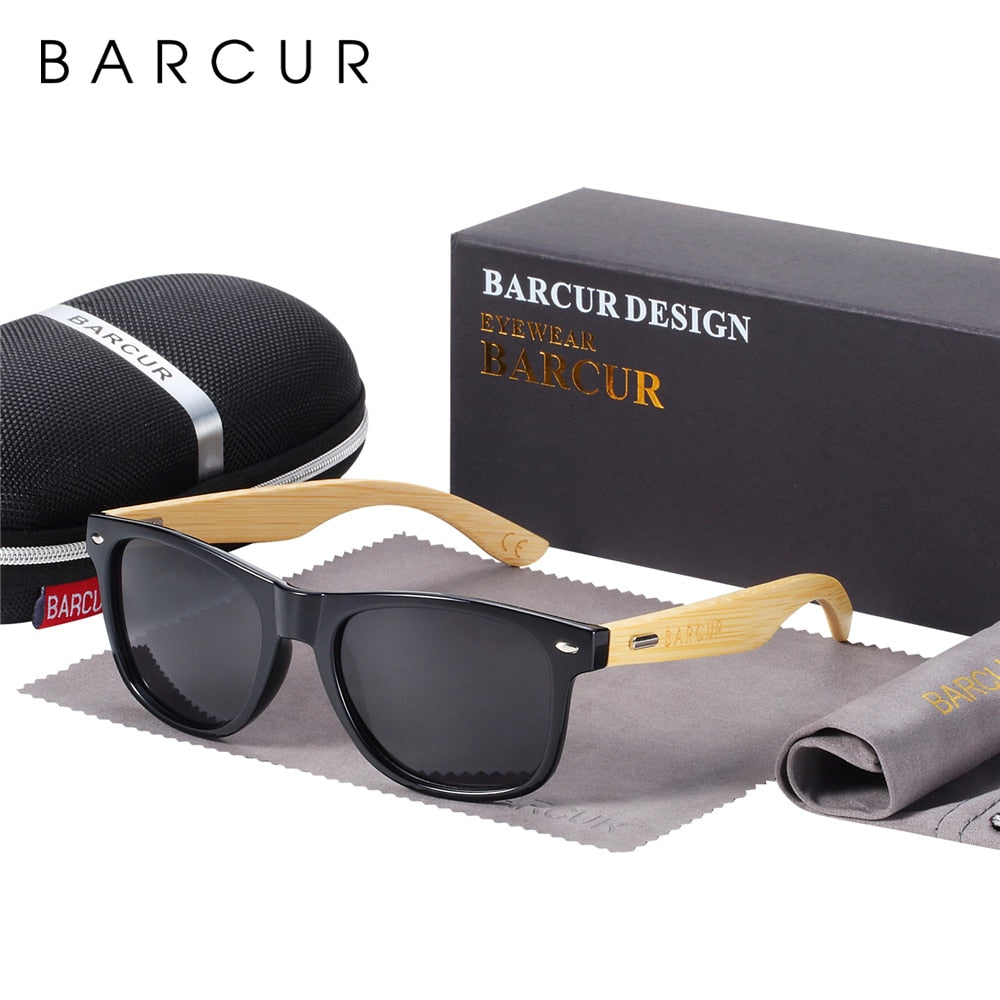 BARCUR الاستقطاب الخيزران النظارات الشمسية الرجال نظارات شمسية خشبية النساء العلامة التجارية الأصلية نظارات الخشب Oculos دي سول masculino