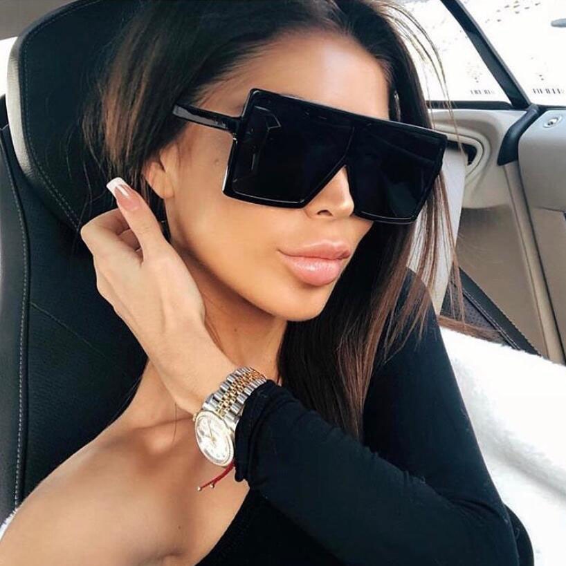 البلاستيك المتضخم النساء النظارات الشمسية مربع العلامة التجارية مصمم إطار كبير النظارات الشمسية للإناث UV400 نظارات شمسية oculos masculino