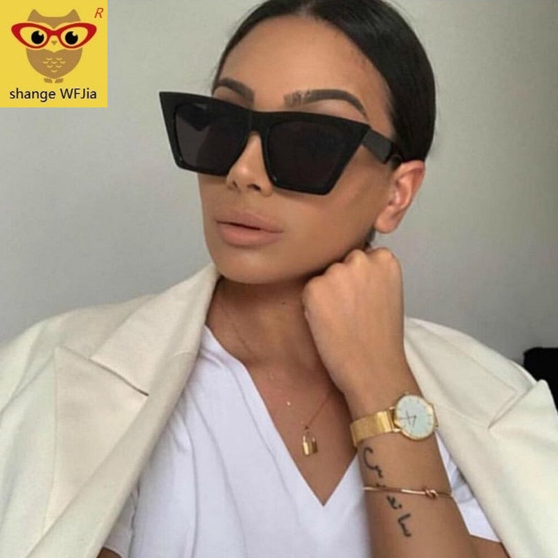 النظارات الشمسية العلامة التجارية الجديدة نظارات مربعة شخصية عيون القط النظارات الشمسية الملونة الاتجاه النظارات الشمسية متعددة الاستخدامات ستارة uv400