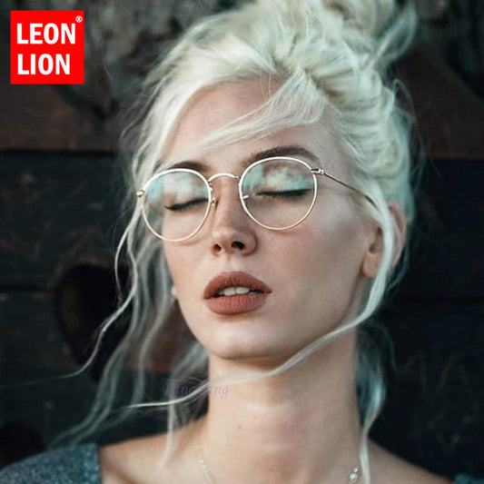 LeonLion Mirror Kovové slnečné okuliare Ženy Vintage Značka Dizajnér Ploché okrúhle okuliare UV400 Street Beat Oculos De Sol Gafas