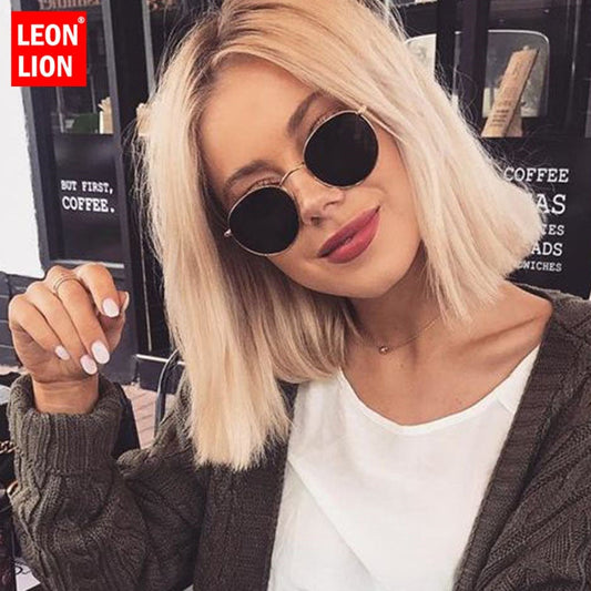 LeonLion klasické okrúhle slnečné okuliare s malým rámom dámske/pánske značkový dizajnér Alloy zrkadlové slnečné okuliare Vintage Modis Oculos