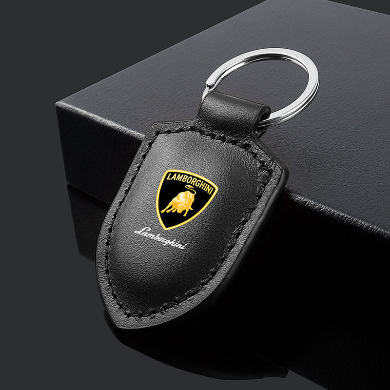 Lamborghini Crest Emblem ægte læder nøglering